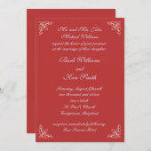 キャンデーの赤の結婚式招待状の渦巻 招待状 (正面/裏面)