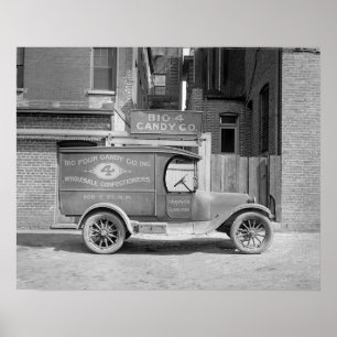 キャンデーの配達用トラック1926年。 ヴィンテージの写真 ポスター