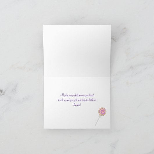 キャンデーは暗いピンク感謝していしています サンキューカード (内部)