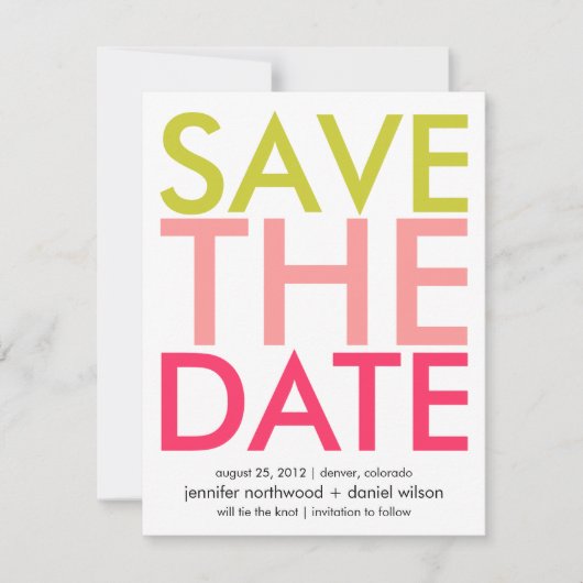 キャンデーは緑及びピンクの保存を日付着色します セーブザデート (正面)