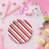 キャンデーは、ペパーミントの赤及び白縞で飾ります ペーパープレート (パーティー)