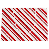 キャンデーは、ペパーミントの赤及び白縞で飾ります ラージペーパーバッグ (裏面)