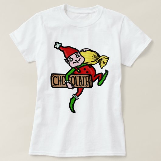 キャンデーを持つかわいいヴィンテージのクリスマスの小妖精や小人 Tシャツ (デザイン正面)