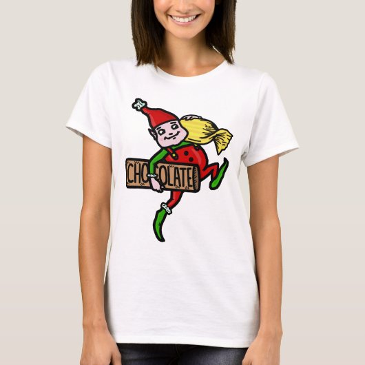 キャンデーを持つかわいいヴィンテージのクリスマスの小妖精や小人 Tシャツ (正面)