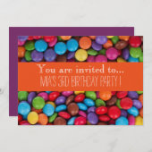 キャンデーチョコレート子供の誕生会 招待状 (正面/裏面)