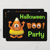 キャンデートウモロコシのハロウィンのブーイングのパーティー 招待状 (正面/裏面)