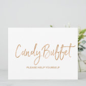 "キャンデービュッフェ"の結婚式の印|のスタイリッシュな金ゴールドは上がりました 招待状 (スタンド正面)