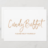 "キャンデービュッフェ"の結婚式の印|のスタイリッシュな金ゴールドは上がりました 招待状 (正面/裏面)