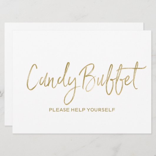 "キャンデービュッフェ"の結婚式の印|のスタイリッシュな金 招待状 (正面/裏面)