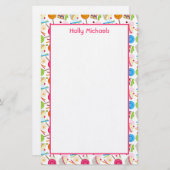 キャンデー及び菓子パターンパーソナライズな文房具 便箋 (正面/裏面)
