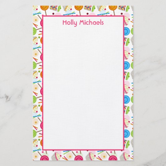 キャンデー及び菓子パターンパーソナライズな文房具 便箋 (正面)
