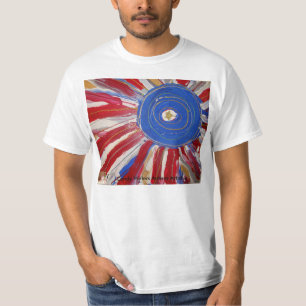 "キャンデー水自閉症の芸術家によって日曜日"を星ちりばめました Tシャツ