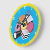 キャンデーAllsorts。 大きい柱時計。 黄色及び黒 ラージ壁時計 (傾斜)