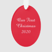 キャンデ素朴ィー·サトウキビ·ハートが私たちの初めてのクリスマスを愛 オーナメント (裏面)