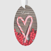 キャンデ素朴ィー·サトウキビ·ハートが私たちの初めてのクリスマスを愛 オーナメント (正面)