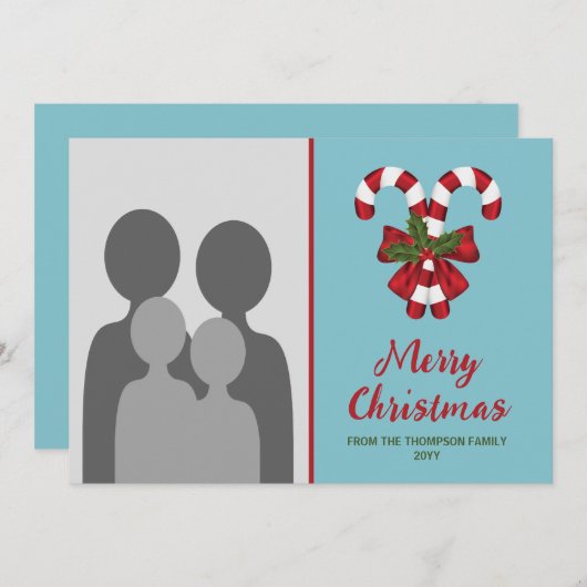 キャンデ赤と白ィー缶2枚の写真カスタム付き シーズンカード (正面/裏面)