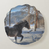 キャントリングブラックパーシェロンホース&スノーフォト2 ラウンドクッション (裏面)