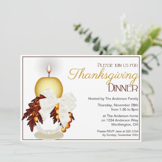 キャンドエレガントルサンクスギビングディナーパーティー招待状4 招待状 (スタンド正面)