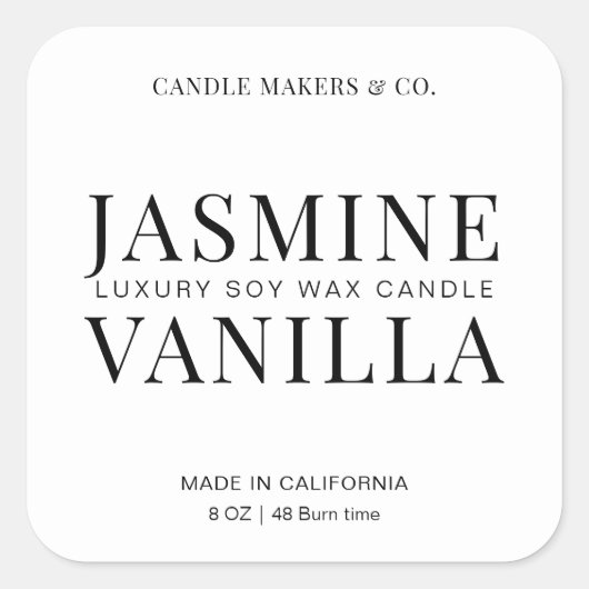 キャンドエレガントルスクエアラベルミニマル白黒 スクエアシール (正面)