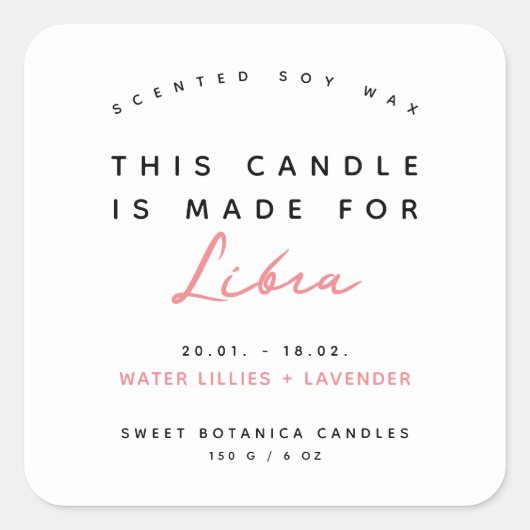 キャンドモダンル〔占星術の〕十二宮図ラベル スクエアシール (正面)