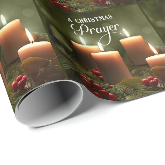 キャンドライトホリデー付きクリスマス祈りの言葉 ラッピングペーパー (ロールコーナー)