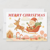 キャンドリお洒落ー飛んでいるランドクリスマスの上のそり シーズンカード (正面)