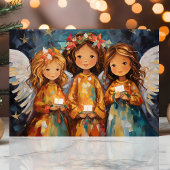 キャンドルお洒落付きクリスマス天使 シーズンカード