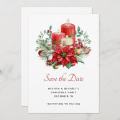 キャンドルかわいらしとポインセチア花束クリスマス セーブザデート (正面/裏面)