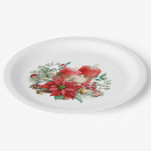 キャンドルかわいらしとポインセチア花束クリスマス ペーパープレート (アングル)