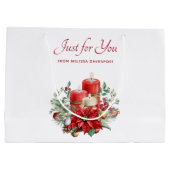 キャンドルかわいらしとポインセチア花束クリスマス ラージペーパーバッグ (裏面)