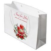 キャンドルかわいらしとポインセチア花束クリスマス ラージペーパーバッグ (裏面アングル)
