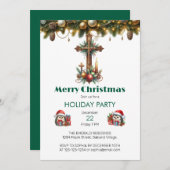 キャンドルとオーナメントクロスクリスマス 招待状 (正面/裏面)