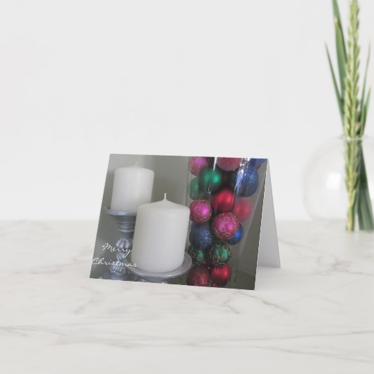 キャンドルとカラフルクリスマスの装飾 シーズンカード (正面)