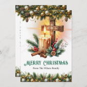 キャンドルとシナモンスティックとクロス,クリスマス シーズンカード (正面/裏面)
