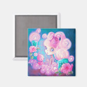 キャンドルとバラとバブルバスの女の子 マグネット (正面/裏面)