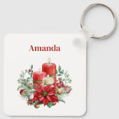 キャンドルとポインセチア花束クリスマス キーホルダー (裏面)