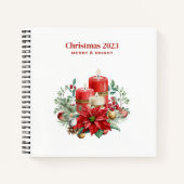 キャンドルとポインセチア花束クリスマス ノートブック (正面)