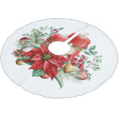 キャンドルとポインセチア花束クリスマス ブラッシュドポリエステルツリースカート (アングル)