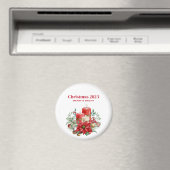 キャンドルとポインセチア花束クリスマス マグネット (インサイチュ (食洗機))