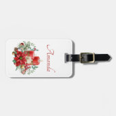キャンドルとポインセチア花束クリスマス ラゲッジタグ (正面横)