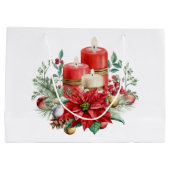 キャンドルとポインセチア花束クリスマス ラージペーパーバッグ (裏面)
