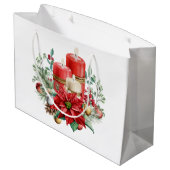 キャンドルとポインセチア花束クリスマス ラージペーパーバッグ (裏面アングル)