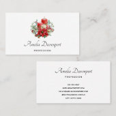 キャンドルとポインセチア花束クリスマス 名刺 (正面/裏面)