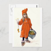 キャンドルとリンゴの付いたブリタ ポストカード (正面/裏面)