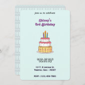 キャンドルと大お誕生日ケーキ 招待状 (正面/裏面)