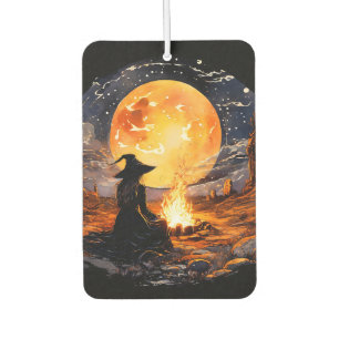 キャンドルと火のある魔女 – Wicca Halloween 1 カーエアーフレッシュナー
