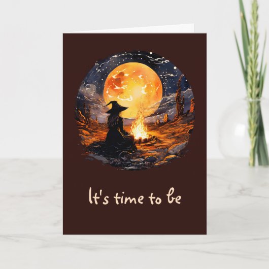キャンドルと火のある魔女 – Wicca Halloween 1 カード (正面)