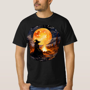 キャンドルと火のある魔女 – Wicca Halloween 1 Tシャツ