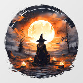 キャンドルと火のある魔女 – Wicca Halloween 2 ウィンドウサイン (シート)