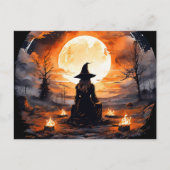 キャンドルと火のある魔女 – Wicca Halloween 2 ポストカード (正面)
